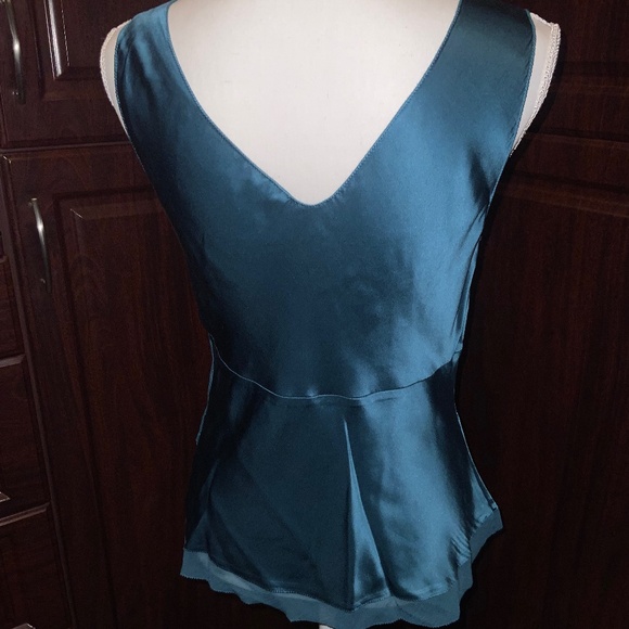 Womens 100% Silk cami Size M Teal - Picture 2 of 6